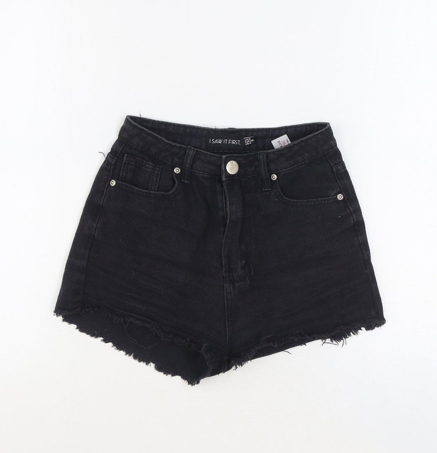 I SAW IT FIRST Womens Black Cotton Hot Pants Shorts Size 8 Regular Zip