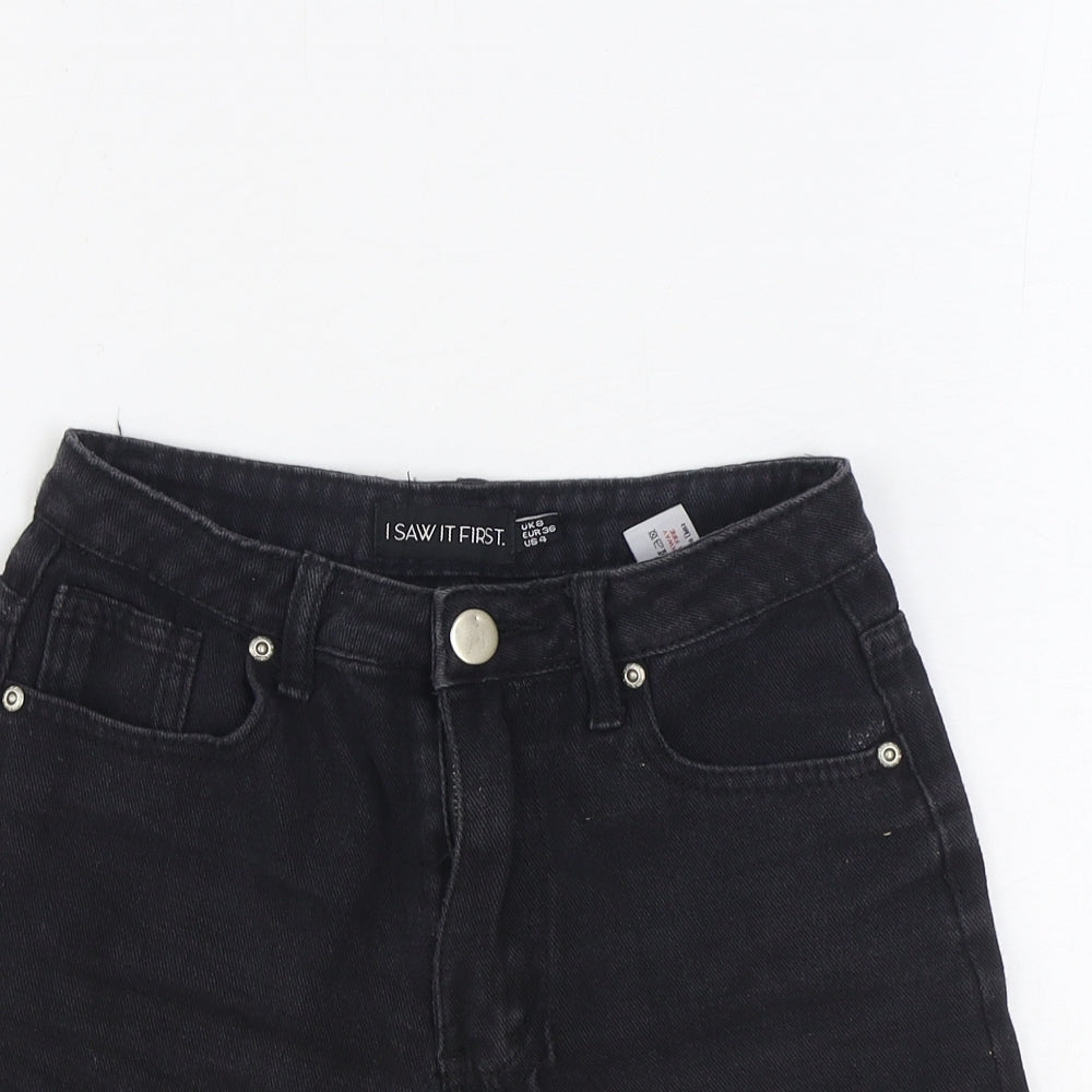 I SAW IT FIRST Womens Black Cotton Hot Pants Shorts Size 8 Regular Zip