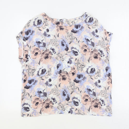 NEXT Womens Multicoloured Floral Viscose Basic Blouse Size 14 Boat Neck