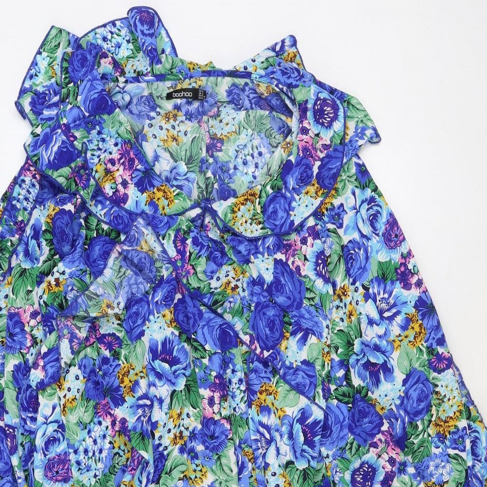 Boohoo Womens Multicoloured Geometric Polyester Mini Size 16 Scoop Neck Zip