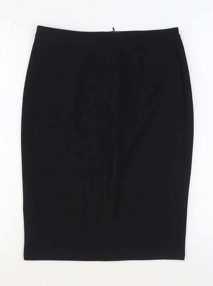 Glamour Womens Black Polyester Straight & Pencil Skirt Size S Zip