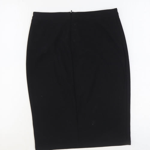 Glamour Womens Black Polyester Straight & Pencil Skirt Size S Zip
