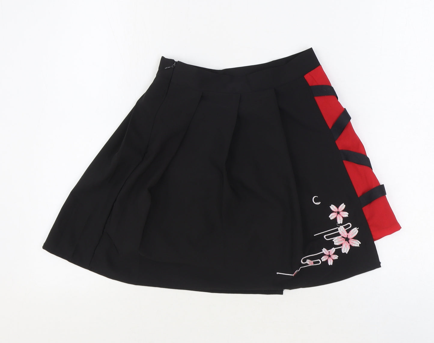 Preworn Womens Black Polyester Mini Skirt Size S Zip