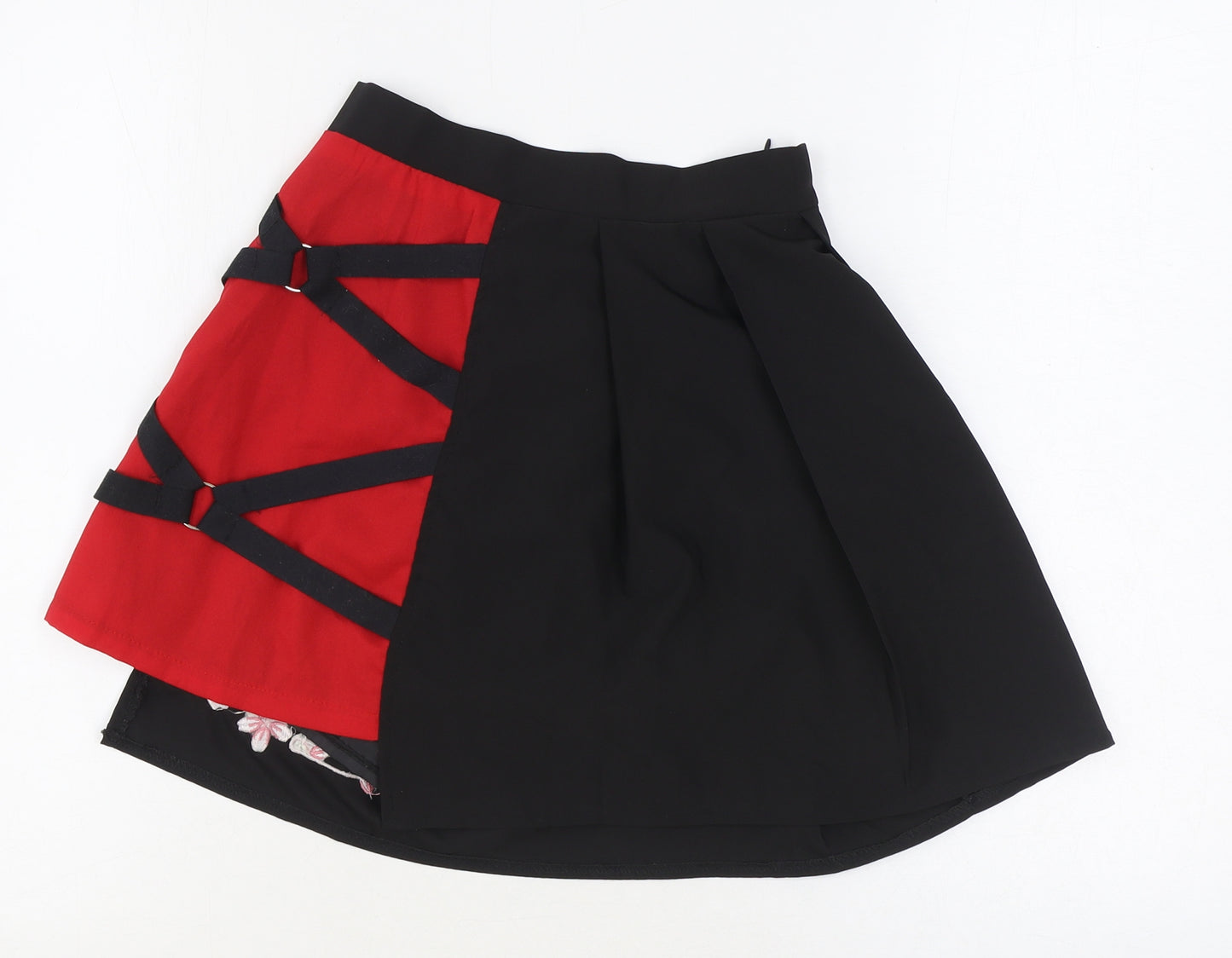 Preworn Womens Black Polyester Mini Skirt Size S Zip