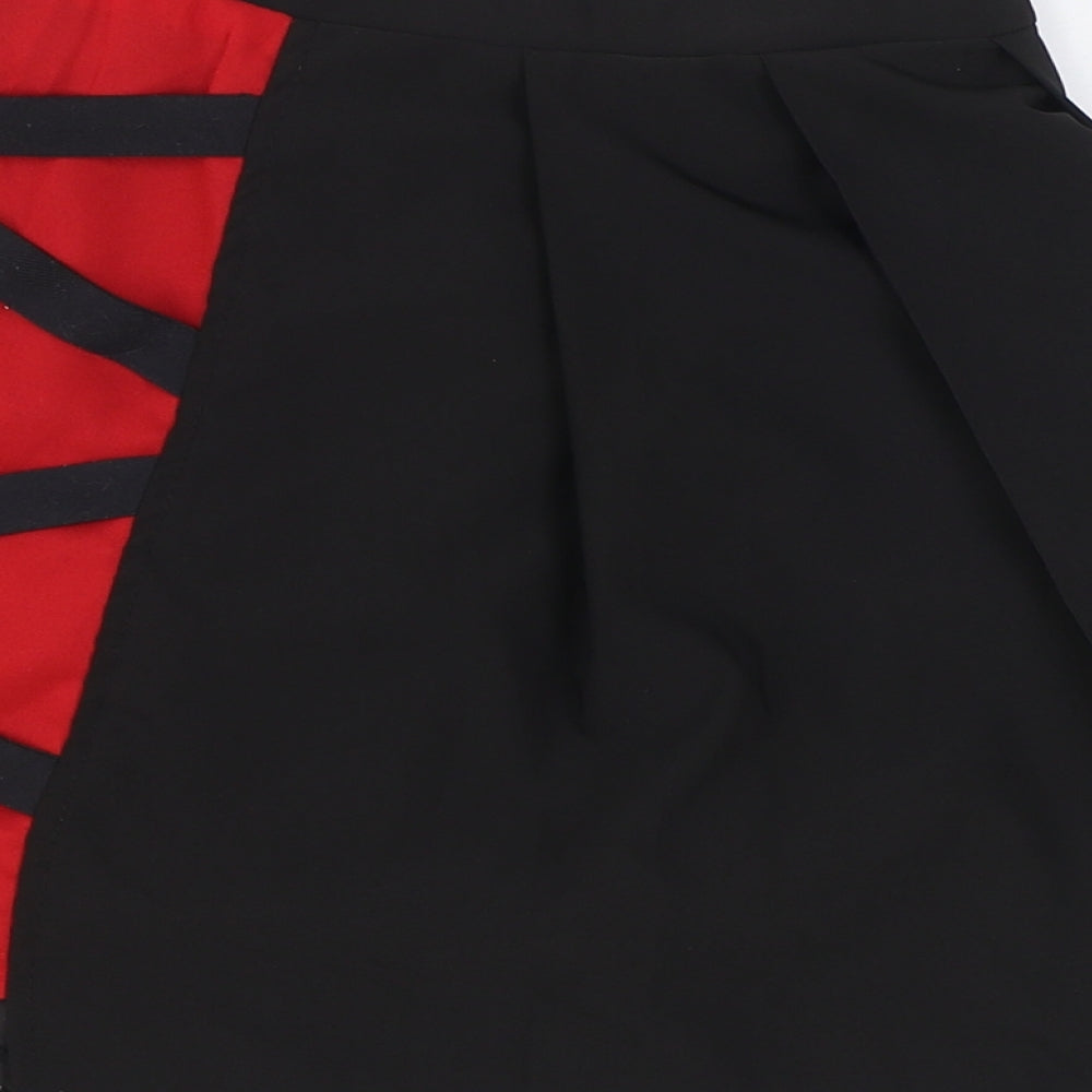 Preworn Womens Black Polyester Mini Skirt Size S Zip