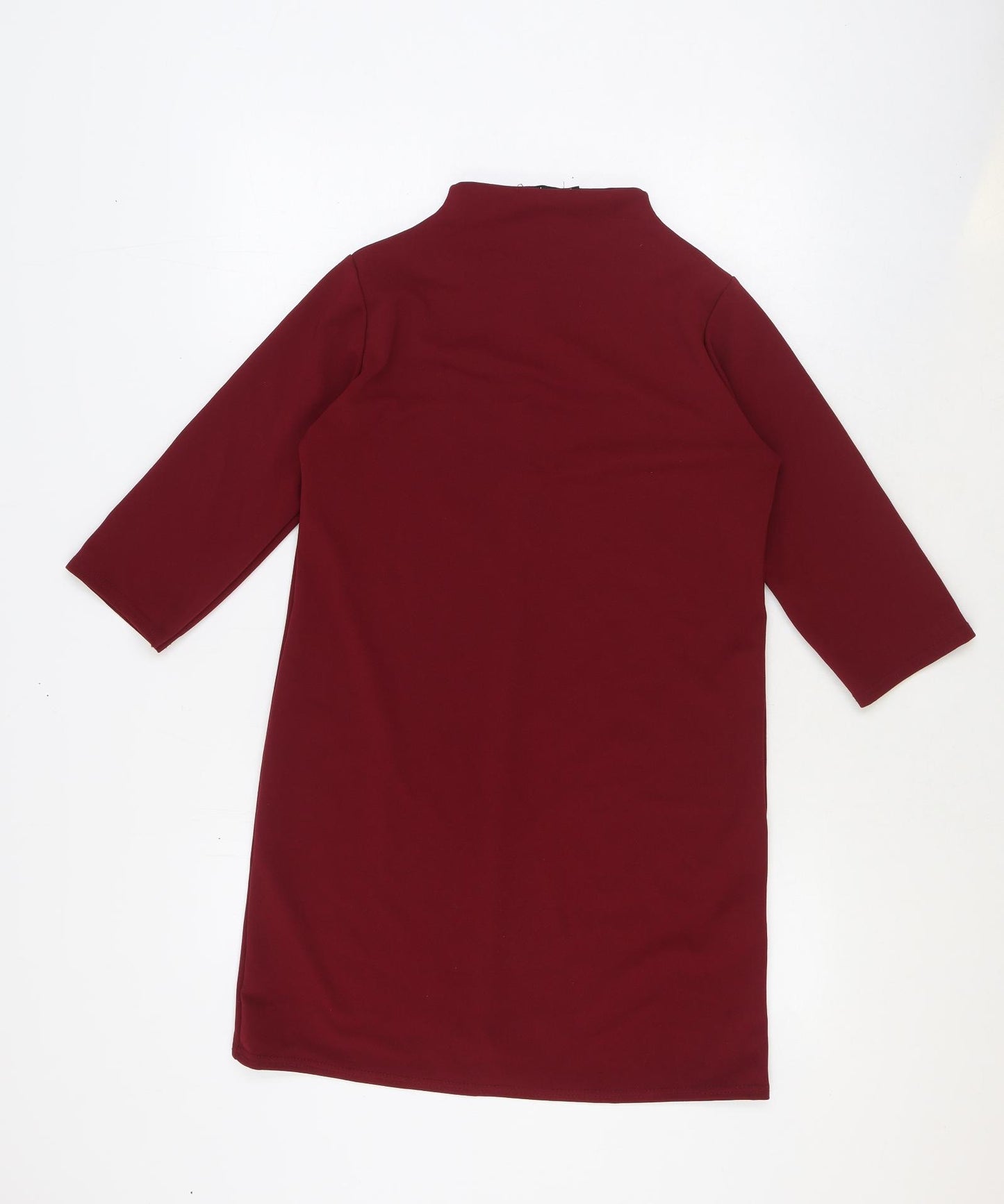 Boohoo Womens Red Polyester Shift Size 10 Mock Neck Pullover