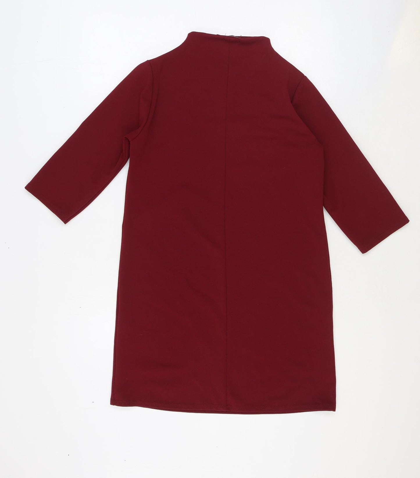 Boohoo Womens Red Polyester Shift Size 10 Mock Neck Pullover