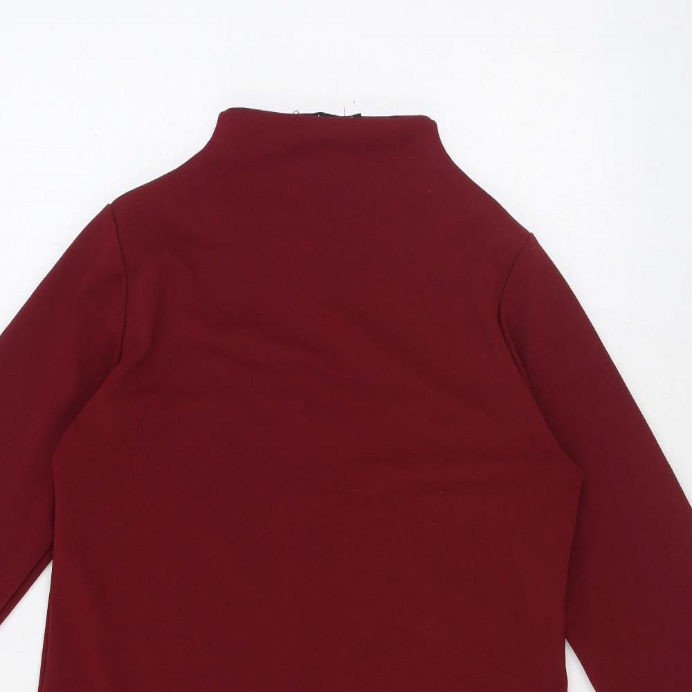 Boohoo Womens Red Polyester Shift Size 10 Mock Neck Pullover