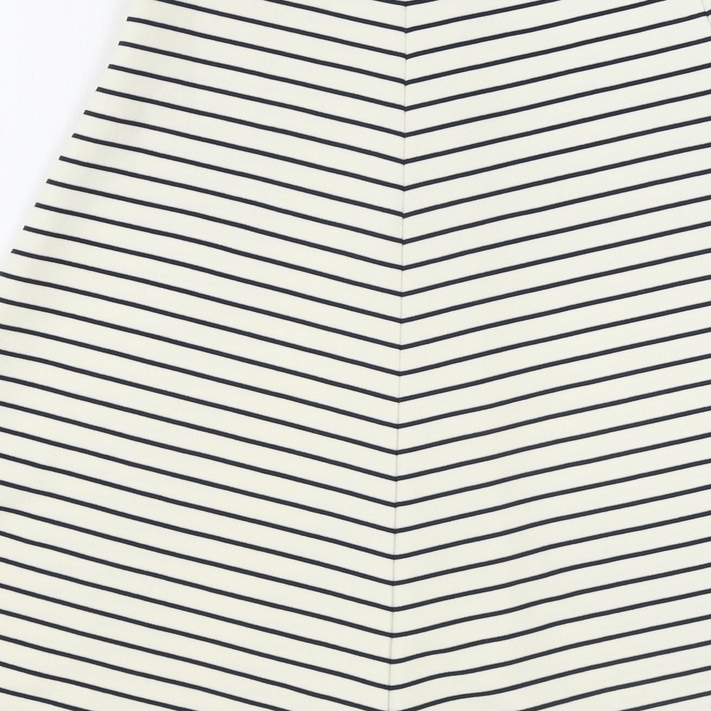 Zara Knit Womens Ivory Striped Polyester A-Line Skirt Size M Zip
