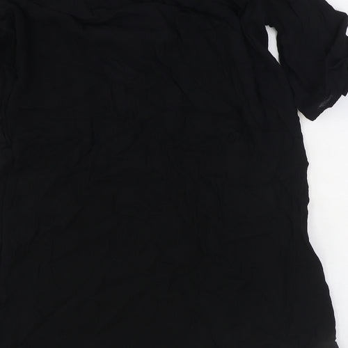 Papaya Womens Black Viscose Tunic Blouse Size M Off the Shoulder - Tie Sleeve Bardot
