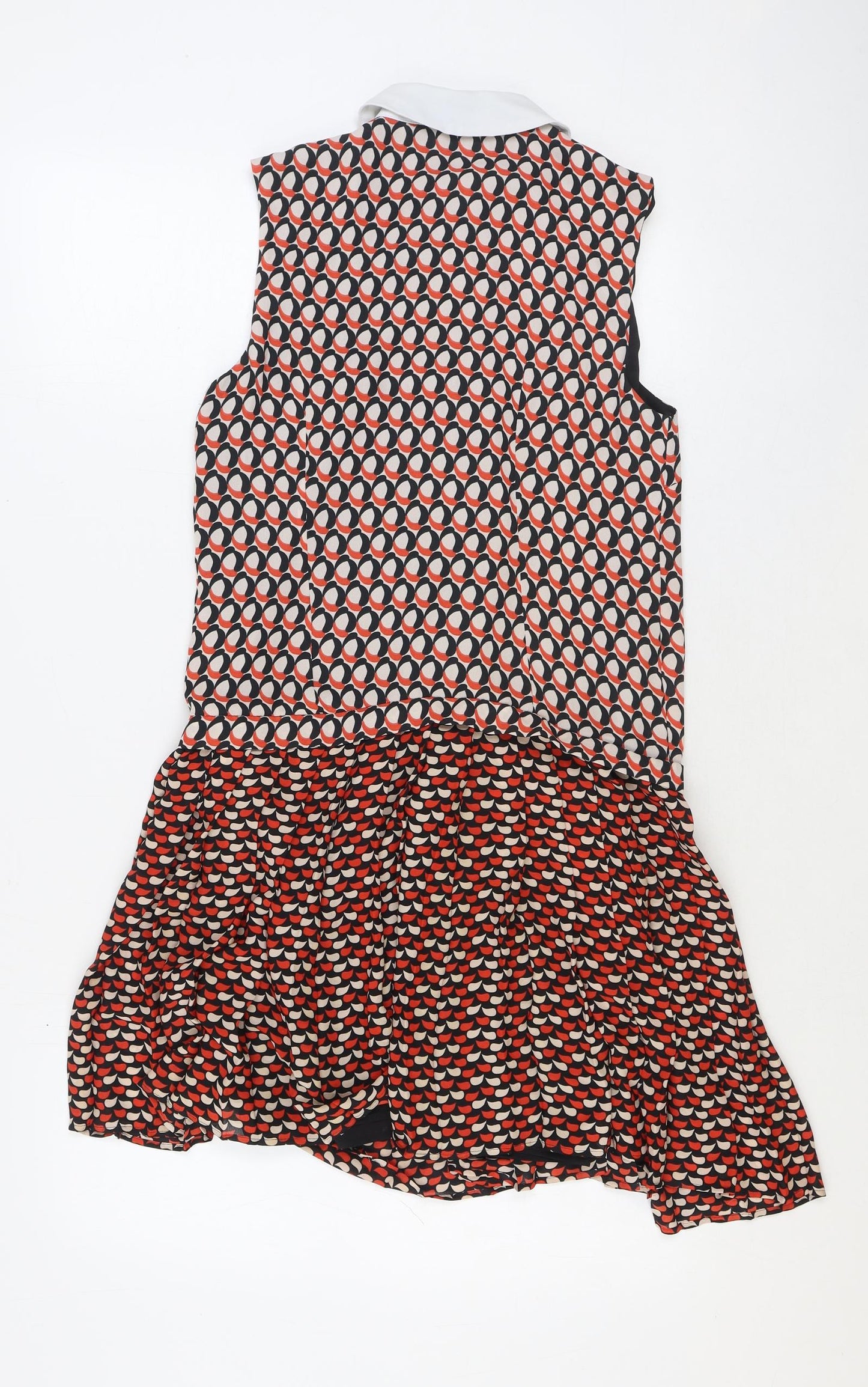 Limited Edition Womens Multicoloured Geometric Polyester Shirt Dress Size 6 Collared Button