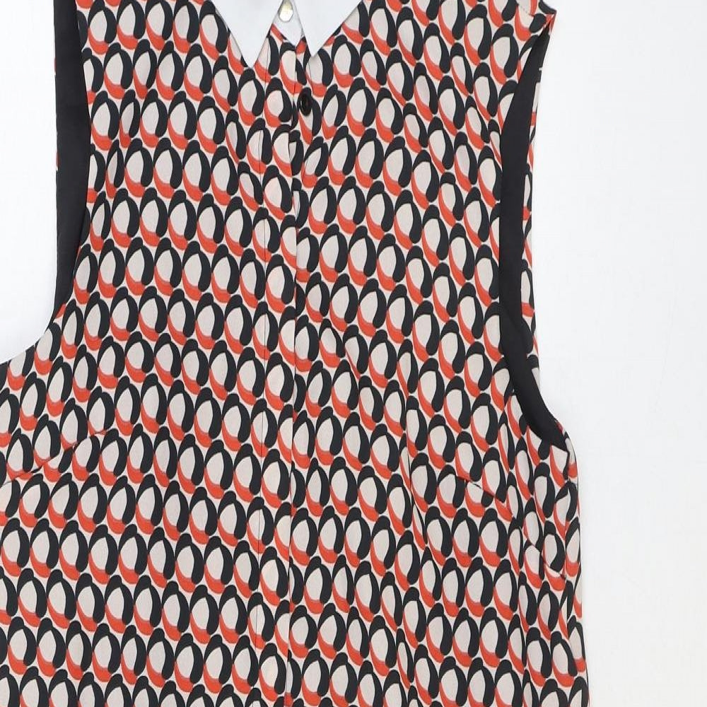 Limited Edition Womens Multicoloured Geometric Polyester Shirt Dress Size 6 Collared Button