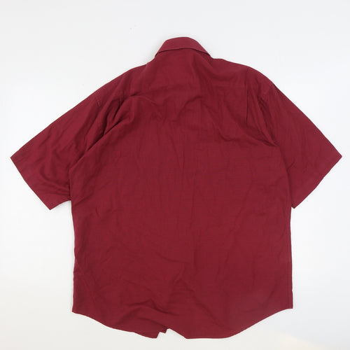 Marks and Spencer Mens Red Cotton Button-Up Size 16.5 Collared Button