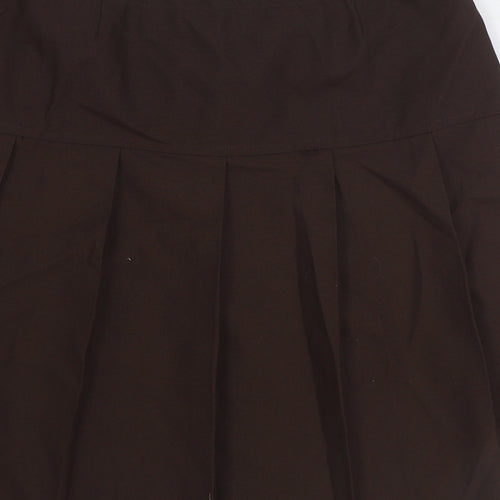 Marks and Spencer Girls Brown Polyester Pleated Skirt Size 14 Years Regular Zip