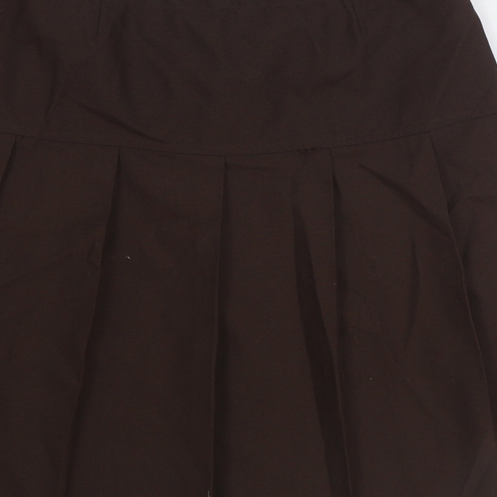 Marks and Spencer Girls Brown Polyester Pleated Skirt Size 14 Years Regular Zip
