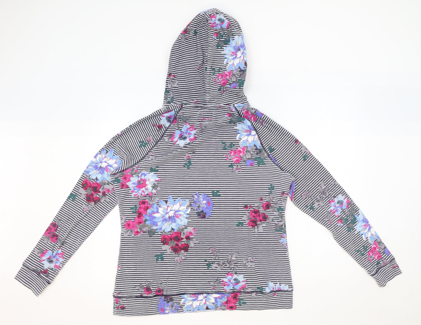 Joules Womens Multicoloured Floral Cotton Pullover Hoodie Size 16 Pullover