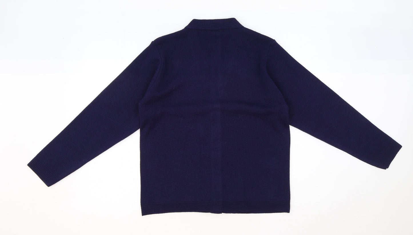 Rival Womens Blue V-Neck Polyester Cardigan Jumper Size S