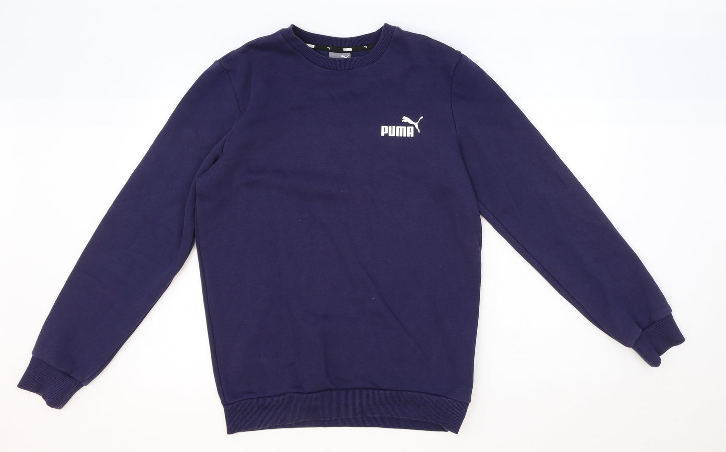 PUMA Womens Blue Cotton Pullover Sweatshirt Size XS Pullover