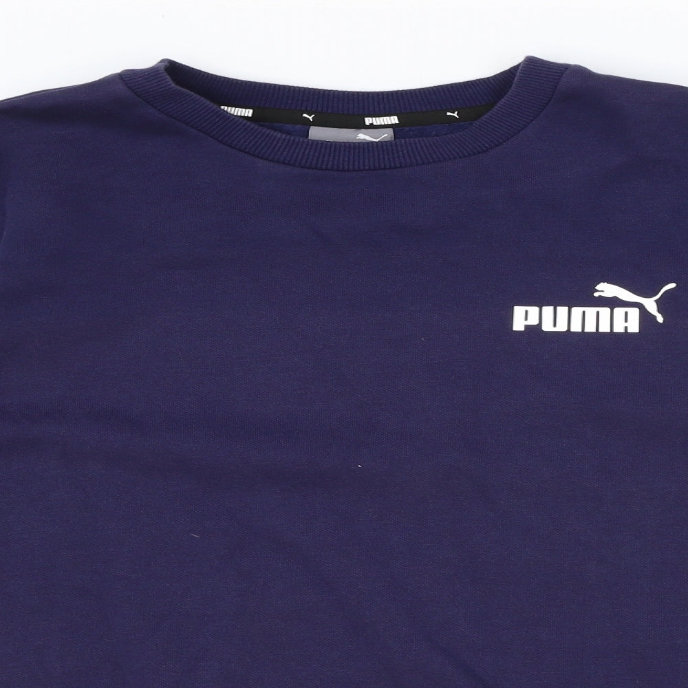 PUMA Womens Blue Cotton Pullover Sweatshirt Size XS Pullover