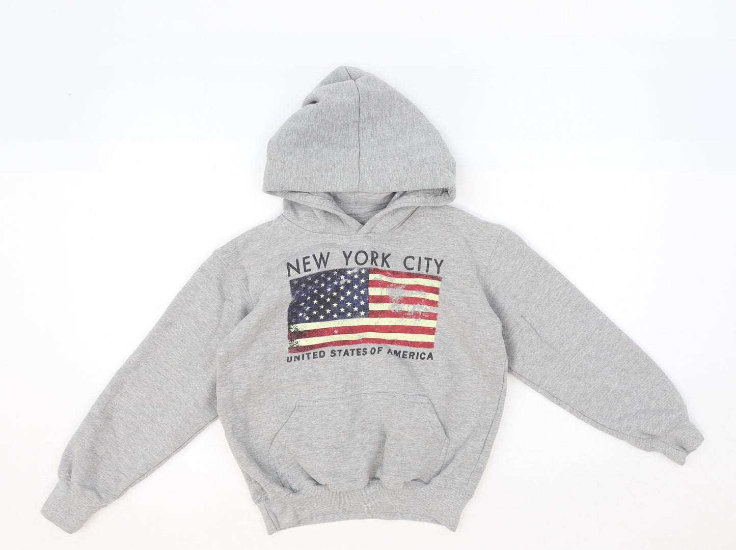 Torkia Apparel Boys Grey Cotton Pullover Hoodie Size 10-11 Years Pullover - New York City