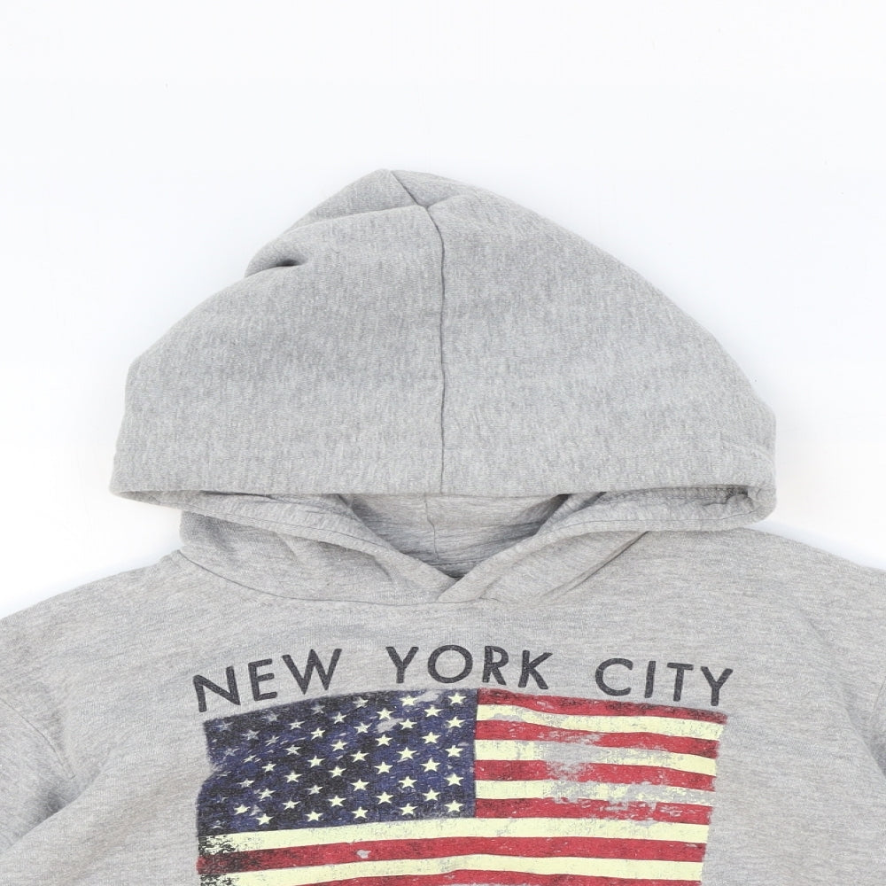 Torkia Apparel Boys Grey Cotton Pullover Hoodie Size 10-11 Years Pullover - New York City