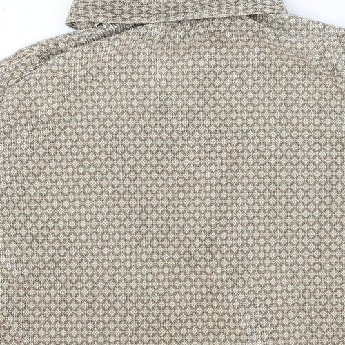 AMARANTO Womens Brown Geometric Polyester Cropped Blouse Size 14 Collared