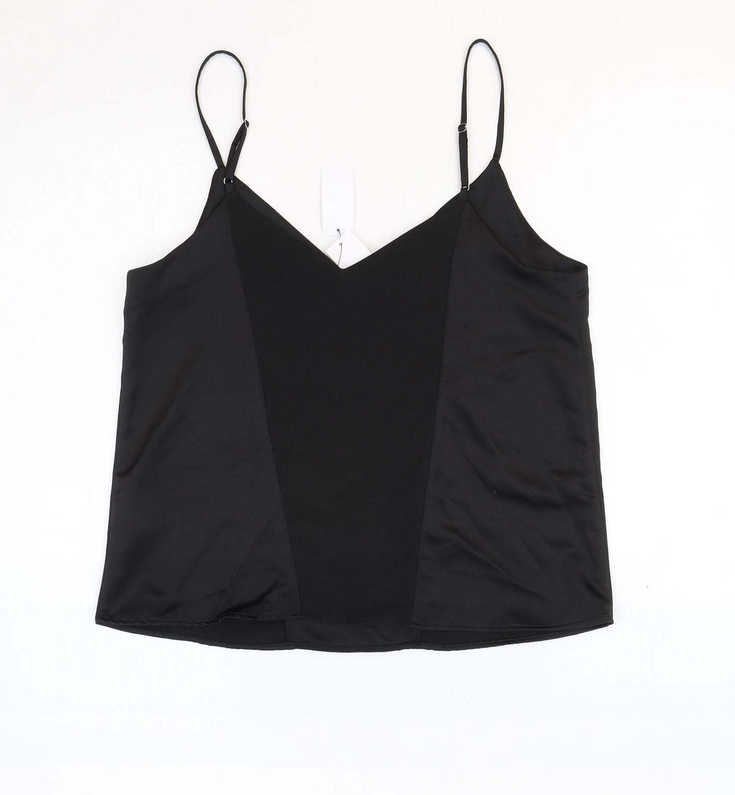 Topshop Womens Black Polyester Camisole Tank Size 10 V-Neck - Cropped