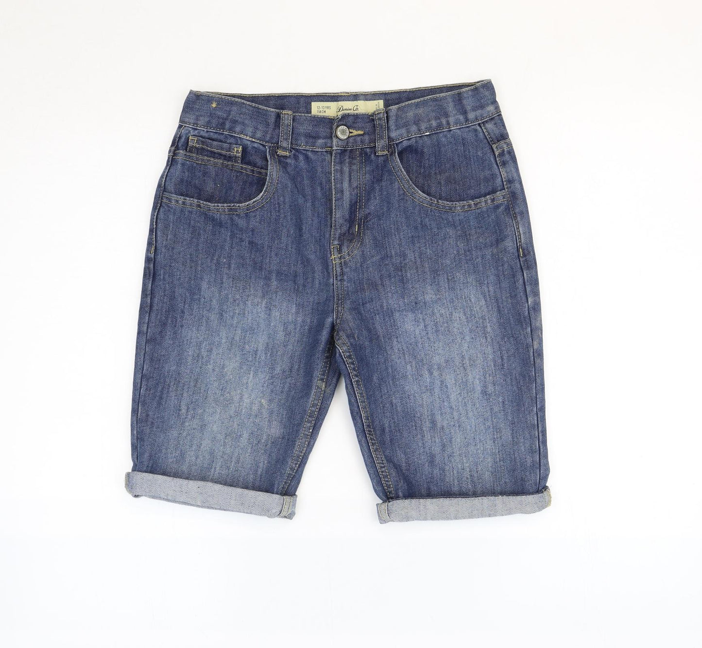 Primark Girls Blue Cotton Bermuda Shorts Size 12-13 Years Regular Zip