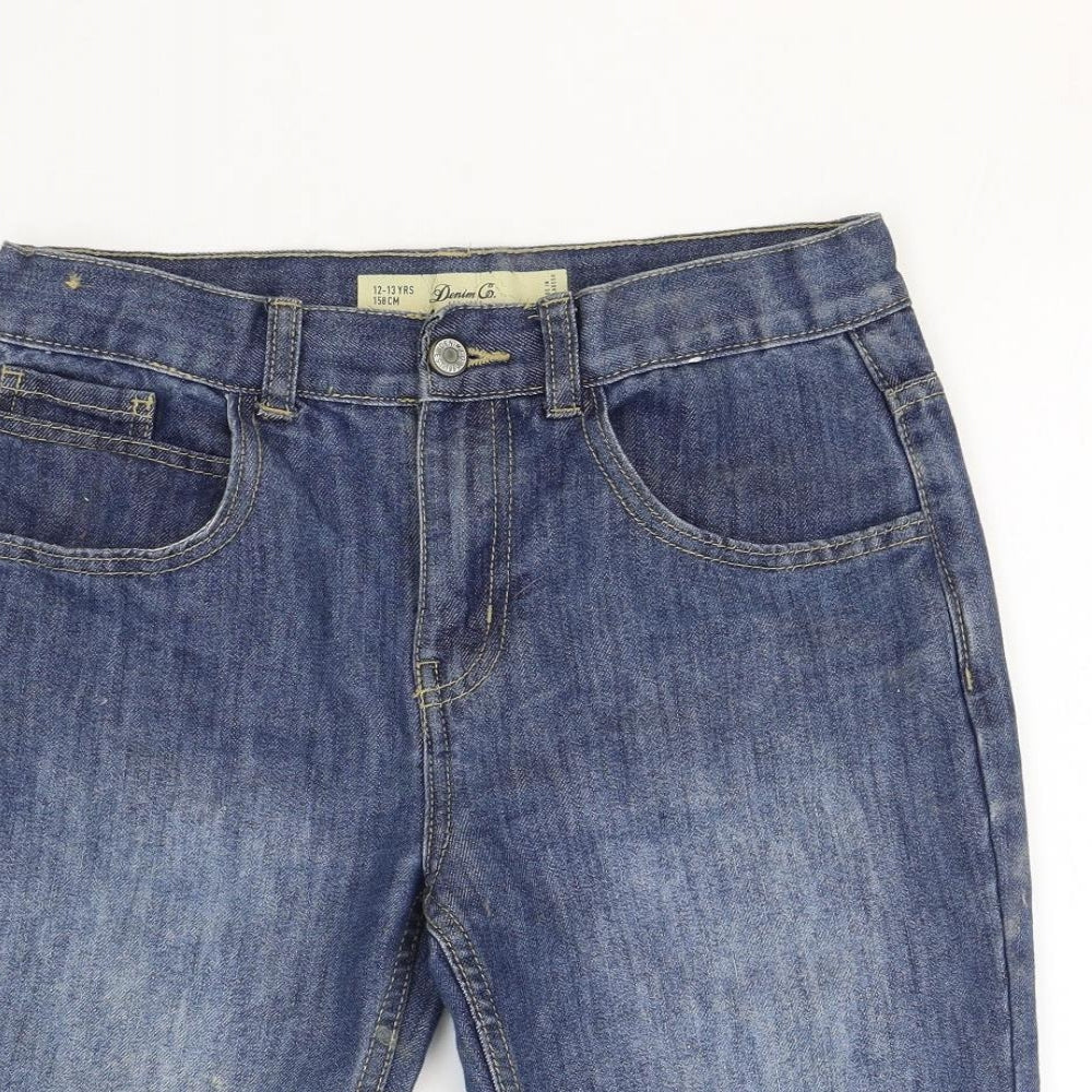 Primark Girls Blue Cotton Bermuda Shorts Size 12-13 Years Regular Zip