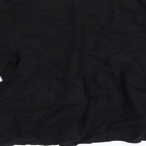 Marks and Spencer Womens Black Flax Basic Blouse Size 16 V-Neck