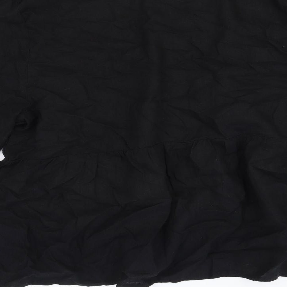 Marks and Spencer Womens Black Flax Basic Blouse Size 16 V-Neck