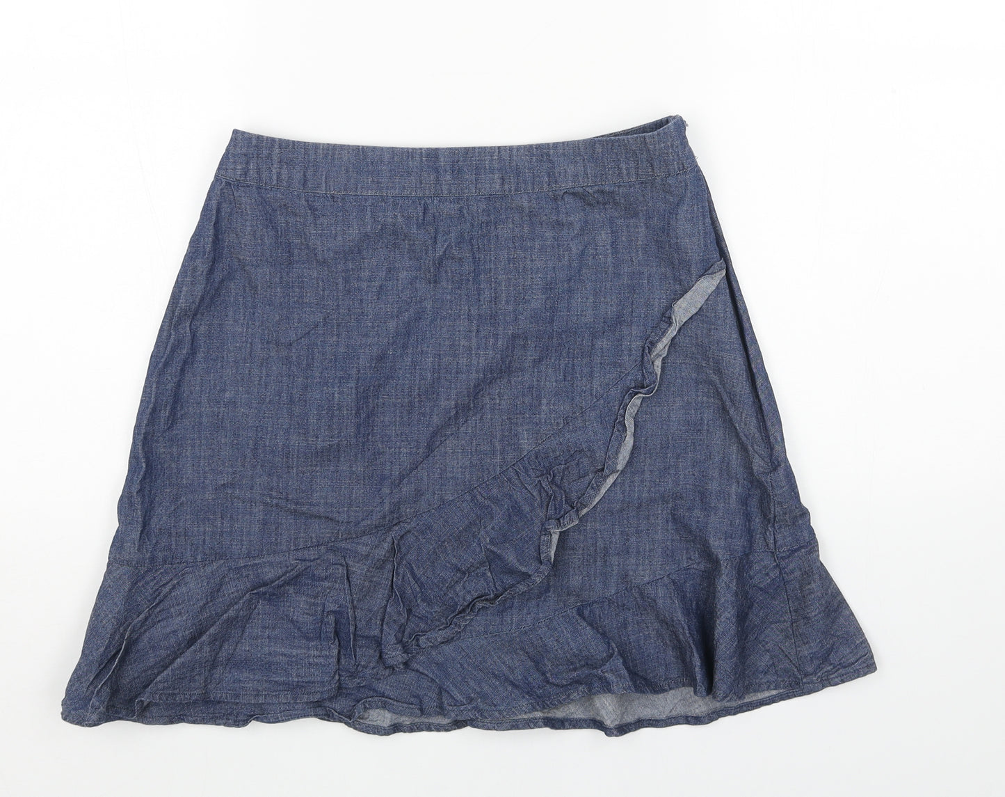 Oasis Womens Blue Viscose Mini Skirt Size 8 Zip