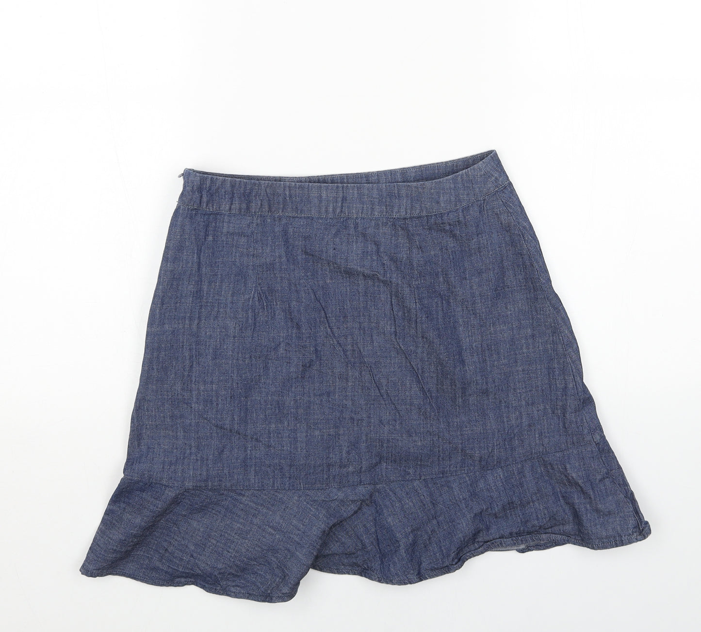 Oasis Womens Blue Viscose Mini Skirt Size 8 Zip