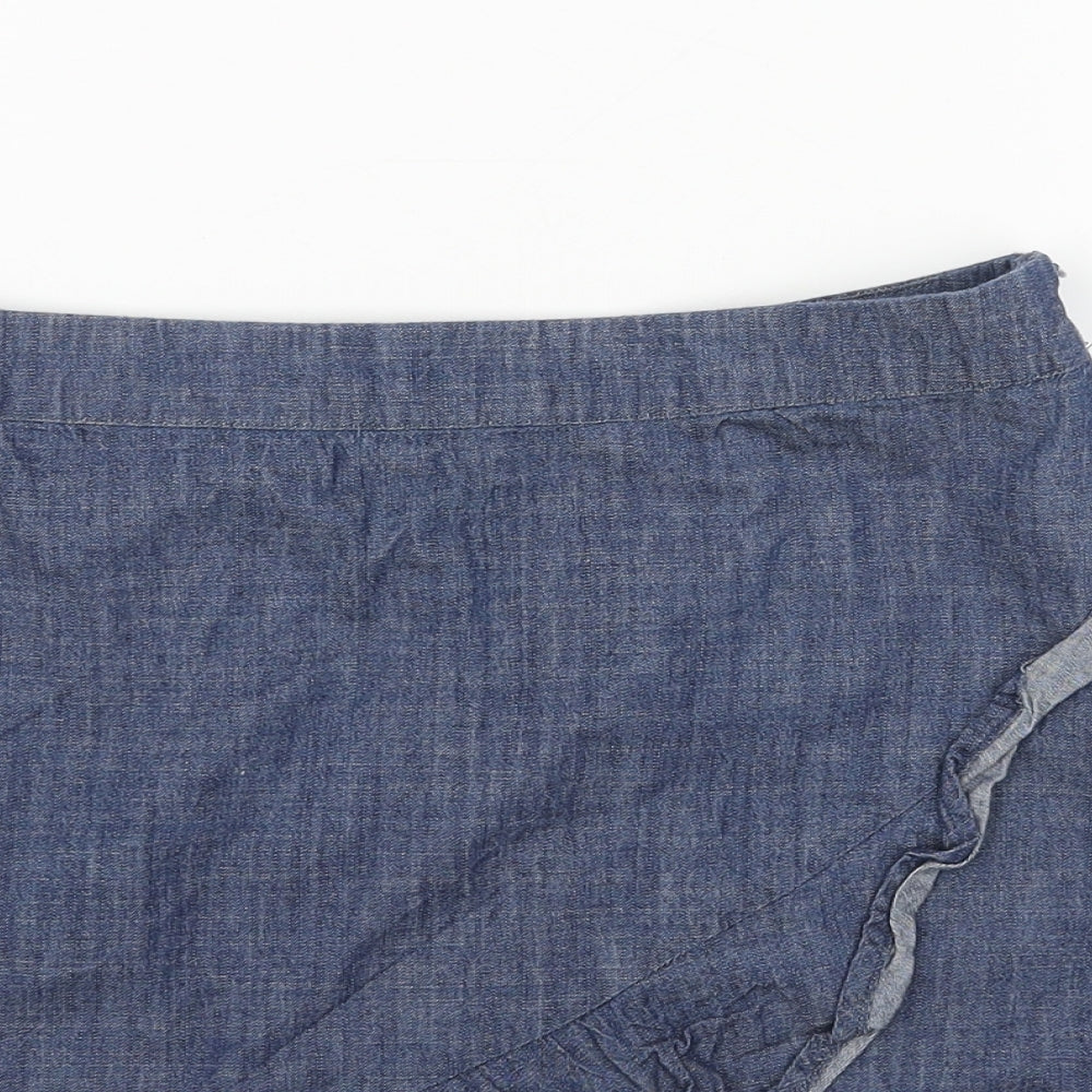 Oasis Womens Blue Viscose Mini Skirt Size 8 Zip