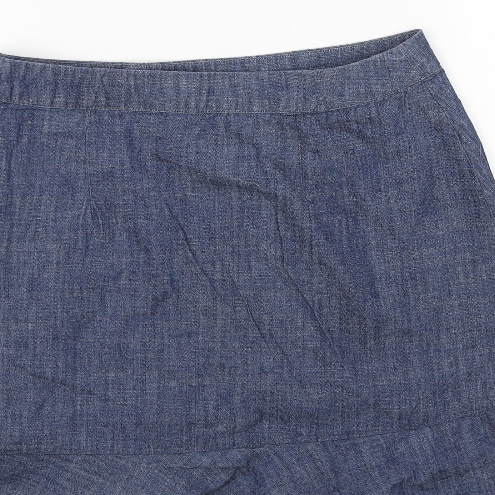 Oasis Womens Blue Viscose Mini Skirt Size 8 Zip