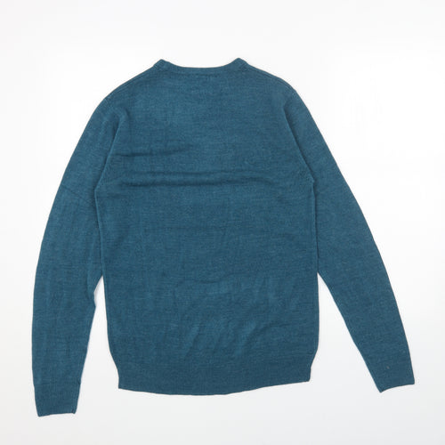 Cedar Wood State Mens Blue Round Neck Acrylic Pullover Jumper Size S Long Sleeve