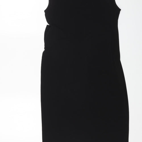 Debenhams Womens Black Polyester Pencil Dress Size 12 Round Neck Pullover