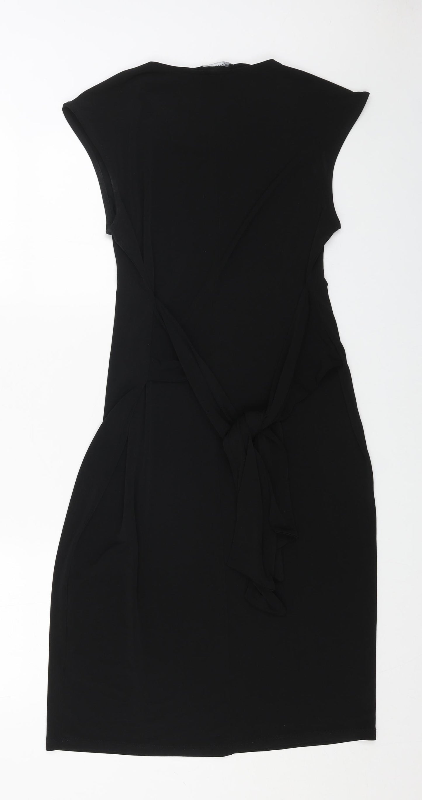 Debenhams Womens Black Polyester Pencil Dress Size 12 Round Neck Pullover