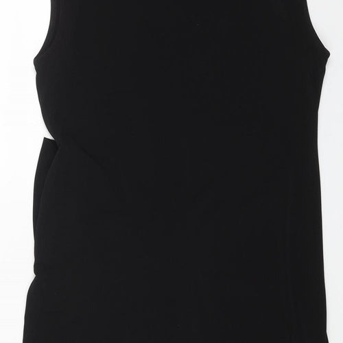 Debenhams Womens Black Polyester Pencil Dress Size 12 Round Neck Pullover