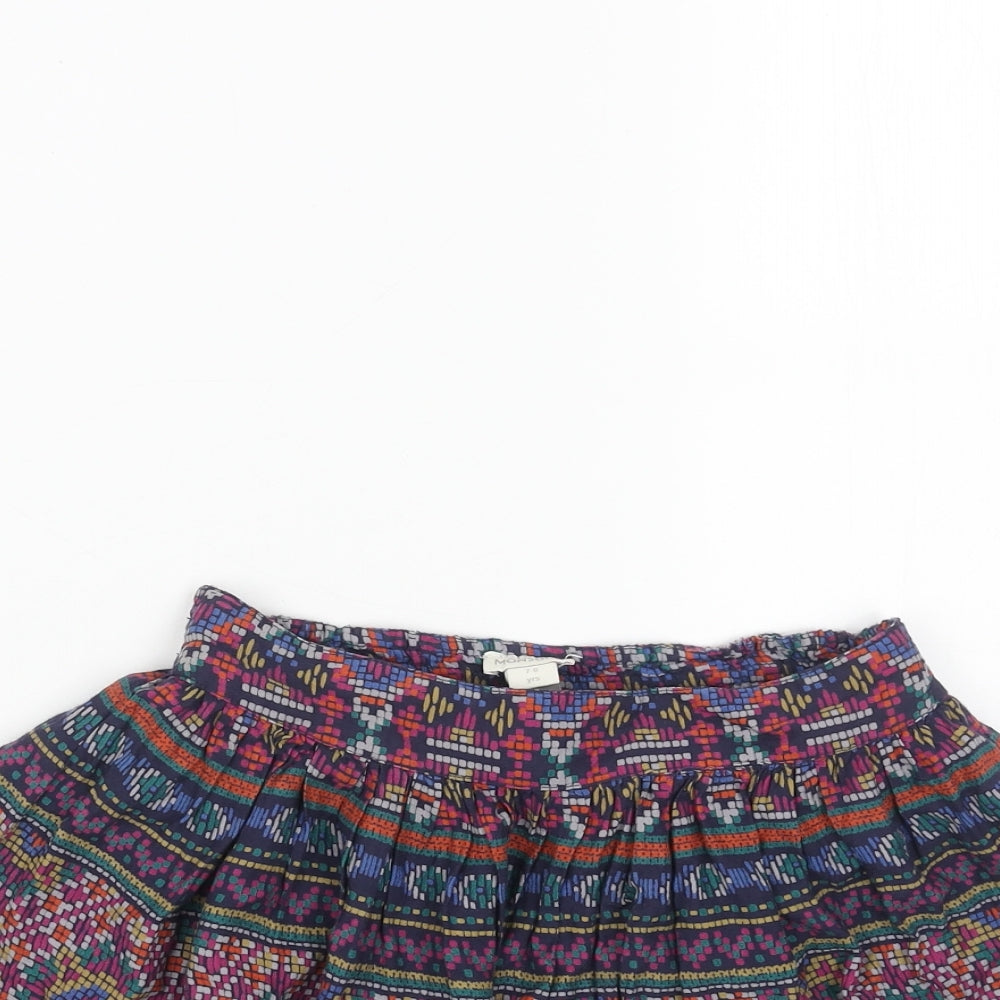 Monsoon Girls Pink Geometric Cotton Skater Skirt Size 7-8 Years Regular Pull On
