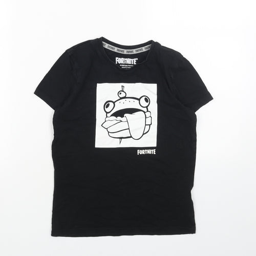 Fortnite Boys Black Cotton Basic T-Shirt Size XS Round Neck Pullover