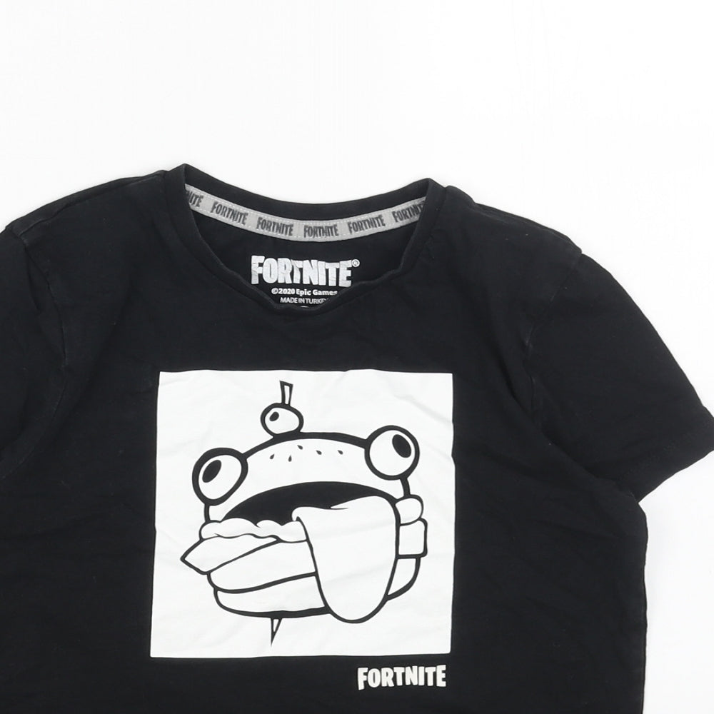 Fortnite Boys Black Cotton Basic T-Shirt Size XS Round Neck Pullover