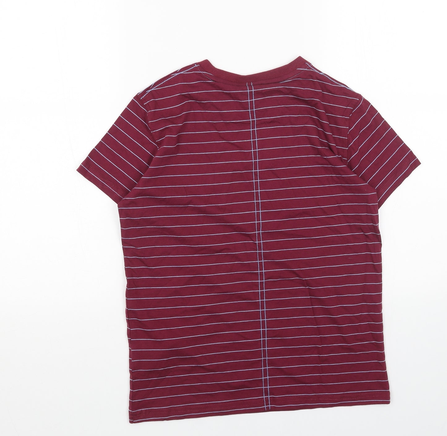 Manchester City FC Boys Red Striped Cotton Basic T-Shirt Size 12-13 Years Round Neck Pullover