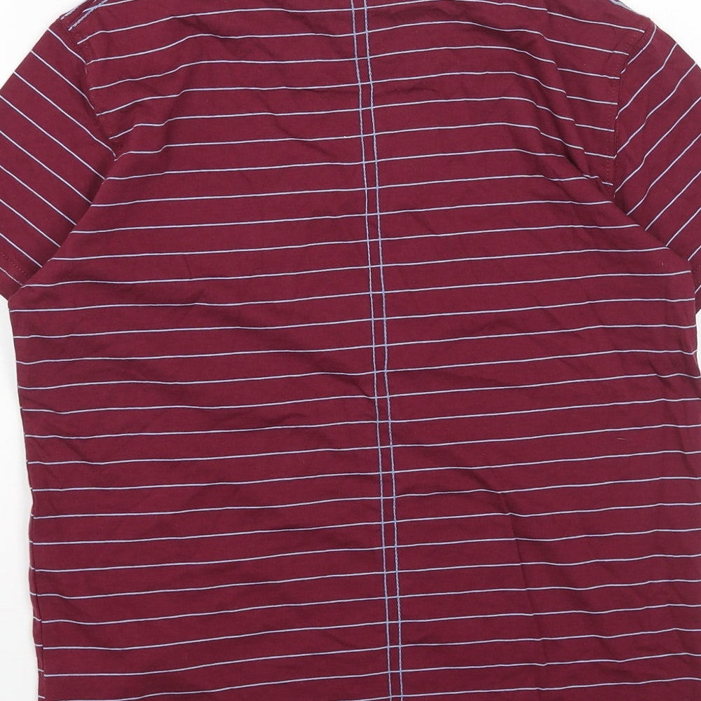 Manchester City FC Boys Red Striped Cotton Basic T-Shirt Size 12-13 Years Round Neck Pullover