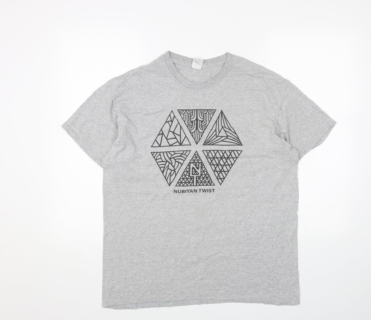 Gildan Womens Grey Cotton Basic T-Shirt Size L Scoop Neck - Nubiyan Twist