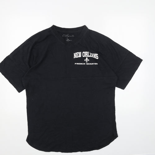 Classics Mens Black Cotton T-Shirt Size L Round Neck - New Orleans