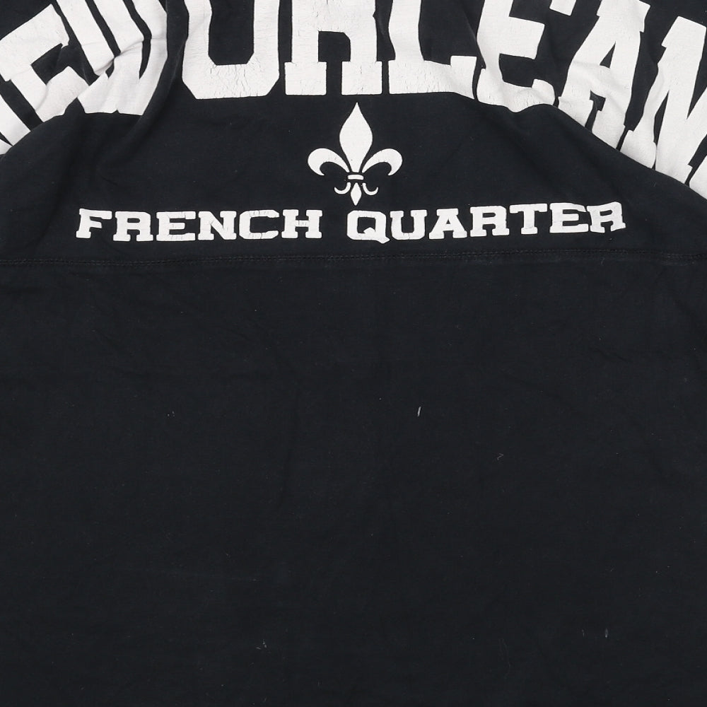 Classics Mens Black Cotton T-Shirt Size L Round Neck - New Orleans