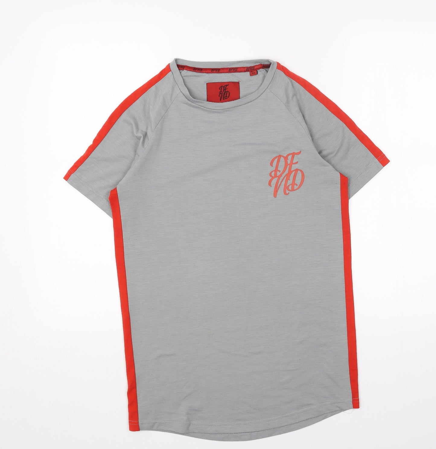dfnd Mens Grey Cotton T-Shirt Size XS Round Neck