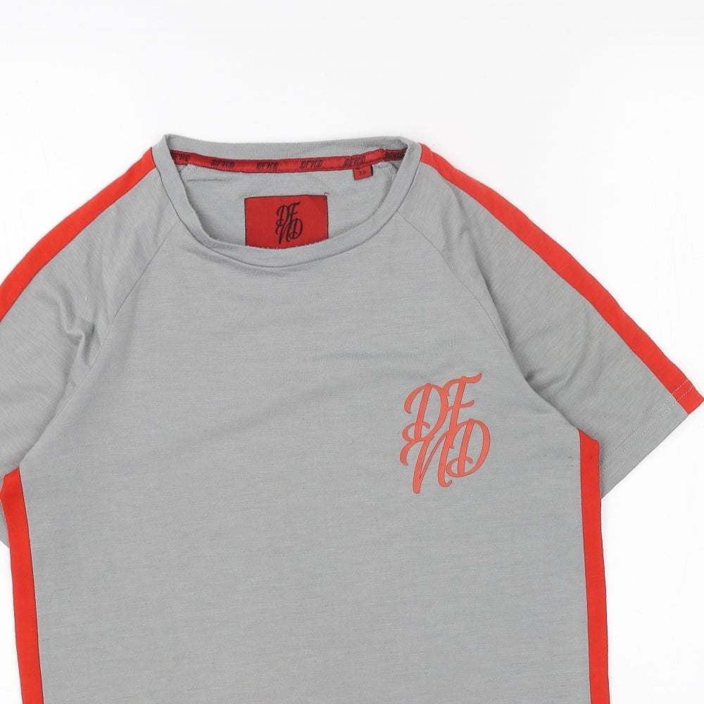 dfnd Mens Grey Cotton T-Shirt Size XS Round Neck