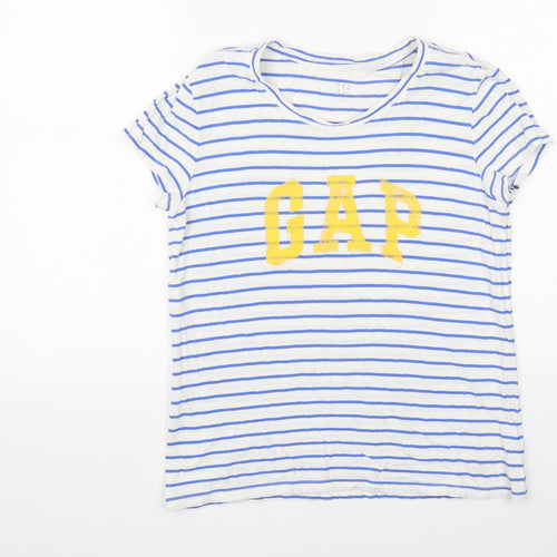 Gap Womens White Striped Cotton Basic T-Shirt Size XS Scoop Neck